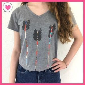 TOMS Target arrow gray striped graphic boho tee XS